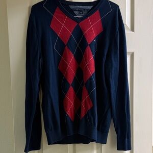 Tommy Hilfiger V-Neck Sweater in Navy and Red